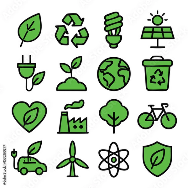 Obraz Collection of EcoFriendly Symbols and Icons