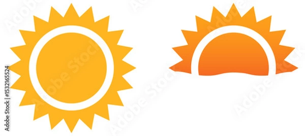 Fototapeta Sun illustrations: full sun and sunset vector graphics