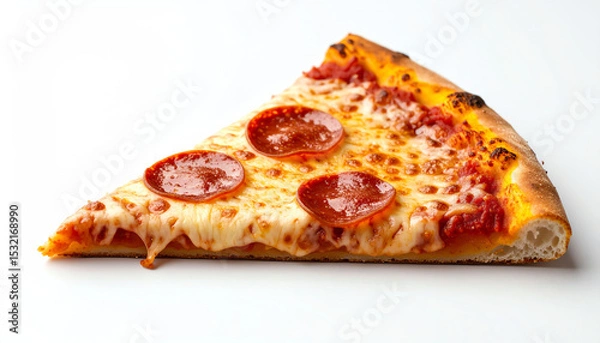 Fototapeta A delicious slice of pepperoni pizza with melted cheese and a crispy crust, showcasing the classic Italian favorite