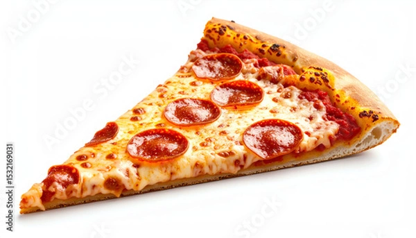 Fototapeta A delicious slice of pepperoni pizza featuring melted cheese, savory tomato sauce, and a crispy crust, perfect for satisfying cravings