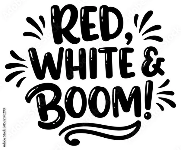Obraz Red. White & Boom graphic design. no demographic details in clothing/setting. Display of words with decorative flourishes in a blank background.