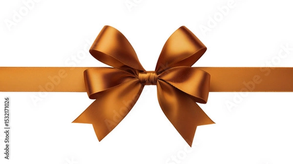 Obraz terracotta gold satin ribbon bow isolated