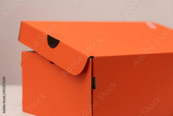 Fototapeta A shoebox on a table or floor.  テーブルまたは床の上の靴箱