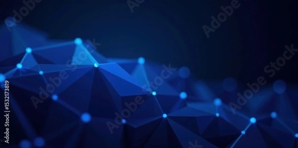 Obraz Interconnected blue polygons, sharp angles, dark tech backdrop, connection, wireframe