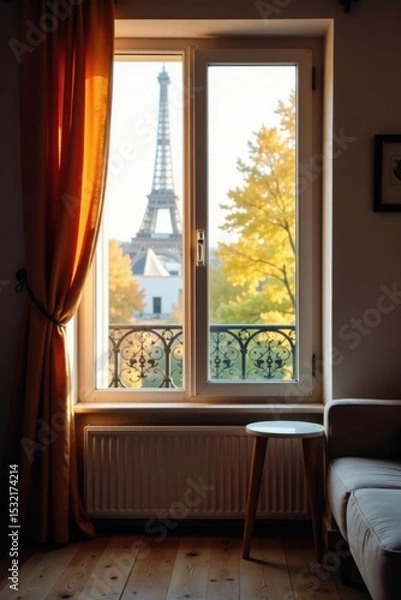 Obraz Overheated apartment, open window, empty water glass, window, intense