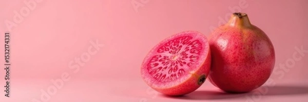 Obraz Pink guava, smooth skin, vibrant color, isolated , macro, white backdrop