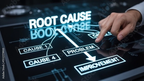 Obraz A diagram illustrating the root cause analysis process.
