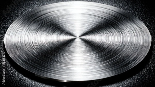Obraz Circular brushed stainless steel surface concentric lines metallic texture dark background