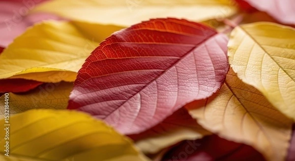 Fototapeta Close up of colorful autumn leaves. Seasonal background.