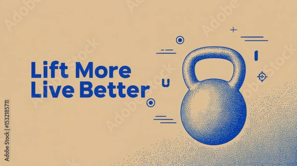 Fototapeta Minimalist Vector Poster with Kettlebell Icon and Motivational Headline