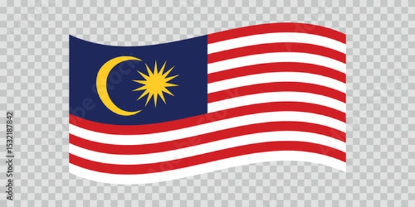 Fototapeta Flag of Malaysia. Malaysian national symbol in official colors. Template icon. Vector background.