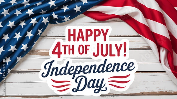Fototapeta Happy fourth of july independence day with american flag patriotic background celebration holiday banner image