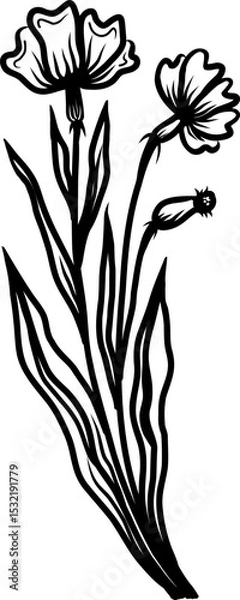 Obraz Hand Drawn Minimal Linear Vector Floral Pattern 