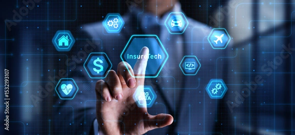 Fototapeta InsureTech Innovating Insurance Services with Digital Technology.