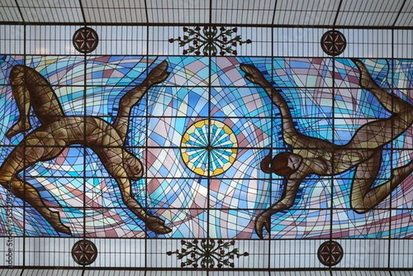 Obraz Stained glass ceiling in a palace of Bilbao