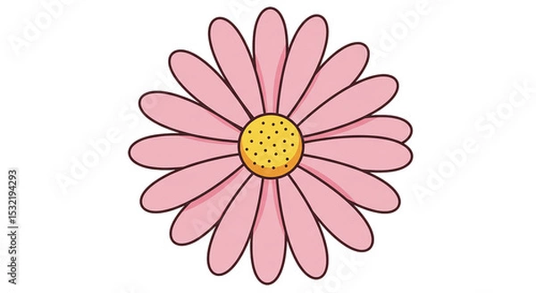 Fototapeta A delightful cartoon pink daisy radiating innocent charm and playful energy perfect for on transparent background
