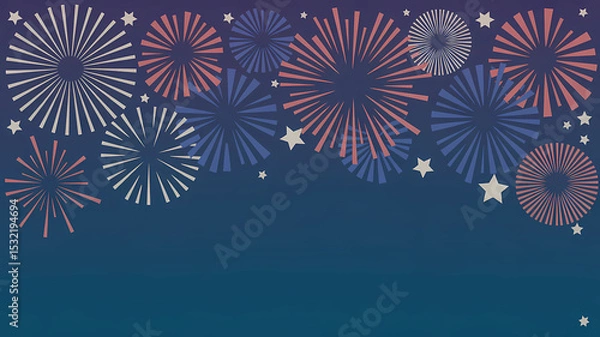 Fototapeta Fireworks background vector illustration for july fourth independence day celebration design graphic art
