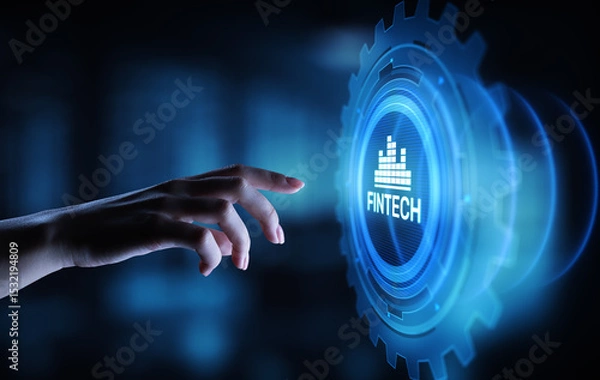 Fototapeta Fintech Financial technology Cryptocurrency investment and digital money. Business concept on virtual screen.