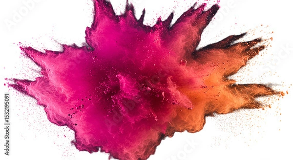 Fototapeta An energetic explosion of pink orange powder symbolizing excitement creativity and colorful on transparent background