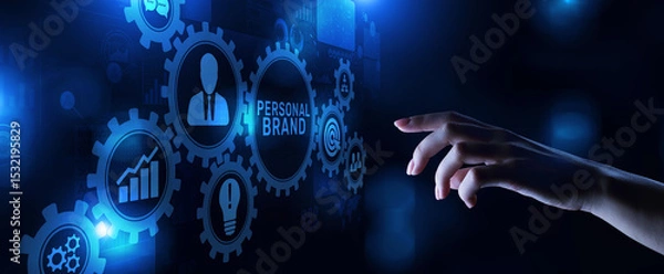 Fototapeta Personal branding development marketing concept on virtual screen.
