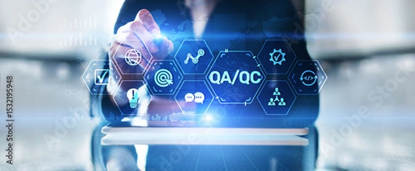 Fototapeta Quality Assurance QA vs. Quality Control QC: Ensuring Product Excellence.
