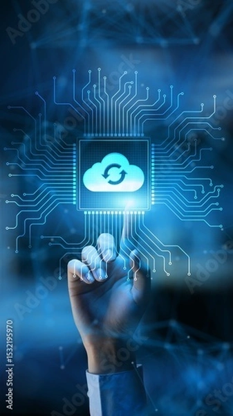 Fototapeta Cloud Computing Enabling Scalable Data Storage and Connectivity Technology Concept Illustrated on Processor.