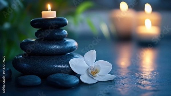 Obraz hot stone massages in spas relax deep muscle tissues, alleviate chronic pain, and encourage mental calmness, facilitating holistic healing of body and mind.
