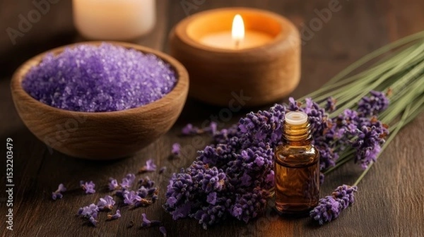 Obraz aromatherapy massage with lavender oil in spas relaxes the mind and body, reducing anxiety and encouraging deep, restful sleep.