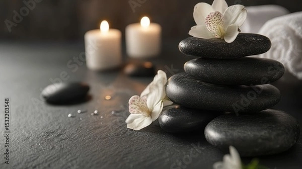 Obraz warm stone massages in spas soothe muscle tension and stimulate relaxation, helping to relieve stress and improve sleep patterns.