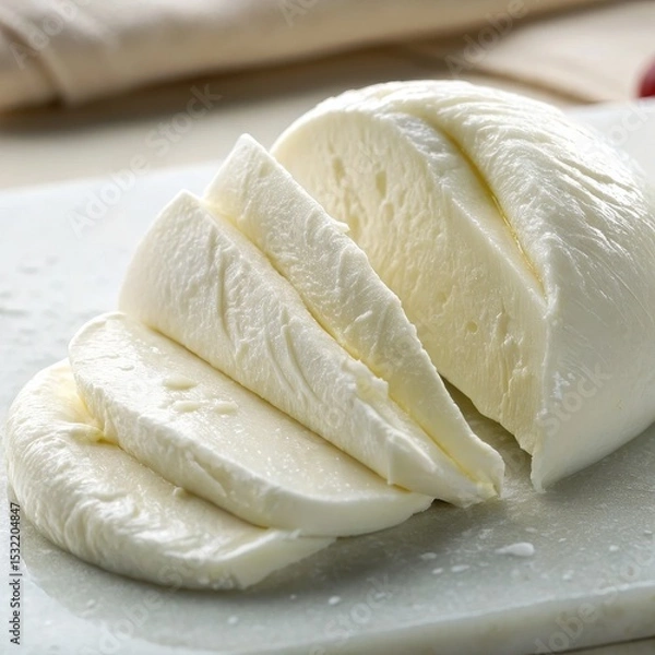 Obraz Soft mozzarella cheese slices folded gently