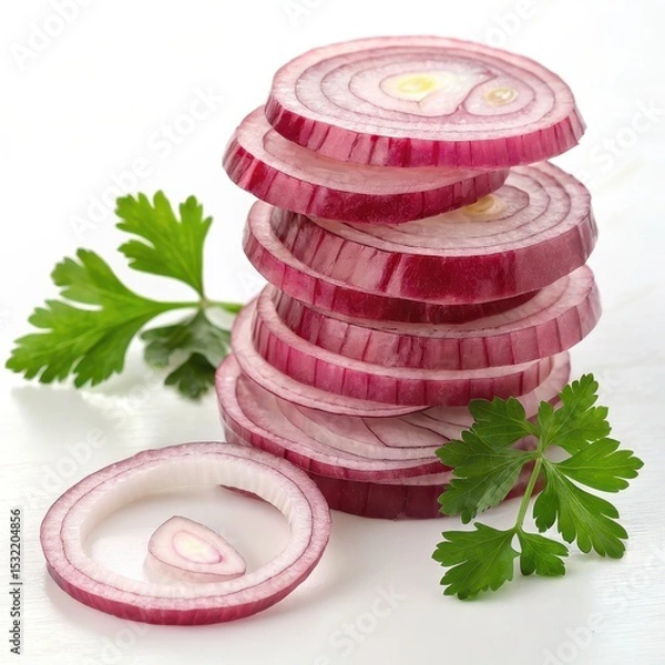 Obraz Stack of sliced red onion rings