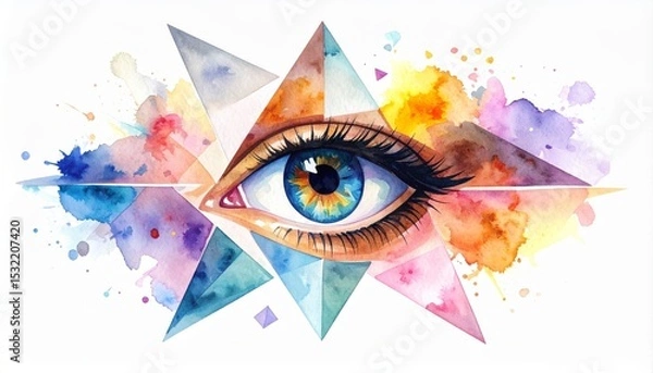 Obraz Beautiful human eye vector illustration: a colorful floral design with an iris and elegant eyelashes, perfect for fashion and nature-inspired art