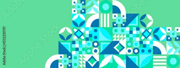 Fototapeta Flat abstract geometric shapes with green background