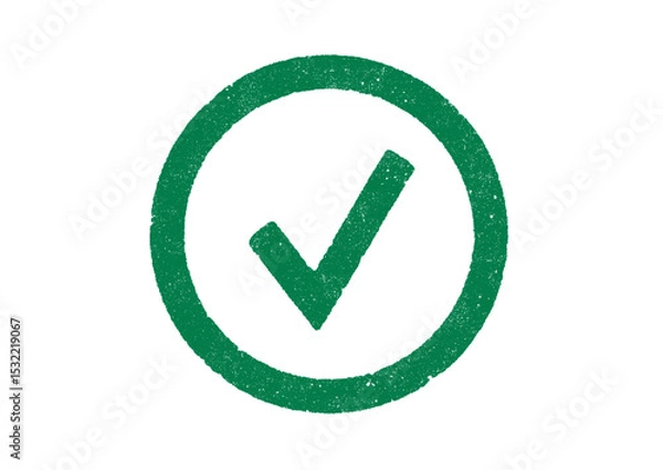 Obraz Vector illustration of check mark inside circle in green ink stamp