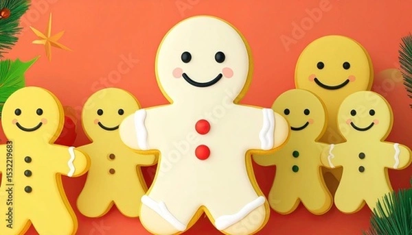Obraz Delightful Christmas man cookies arranged in cheerful holiday display
