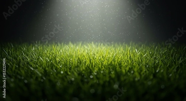 Fototapeta Luminous Green Grass Blades Illuminated by Soft Light
