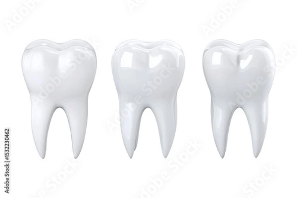 Obraz Collection set of three white teeth for dental anatomy or oral care concept isolated on transparent or white background, png