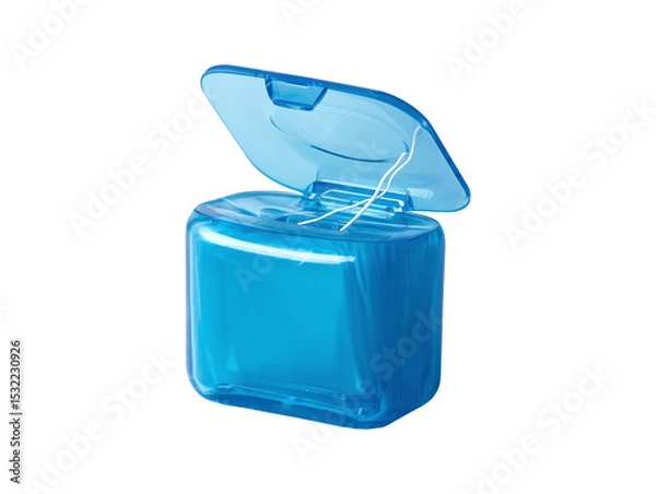 Obraz Blue dental floss container for oral hygiene or dental care concept isolated on transparent or white background, png