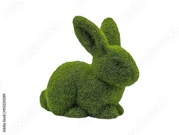 Obraz Grass bunny sculpture isolated on transparent or white background, png