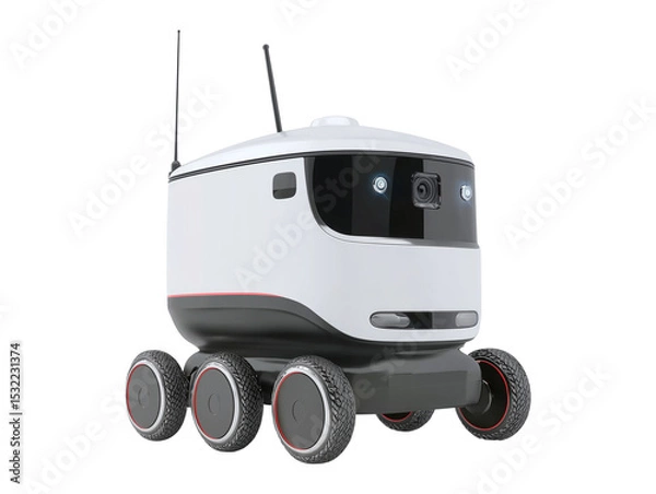 Obraz Delivery robot 3d illustration isolated on transparent or white background, png