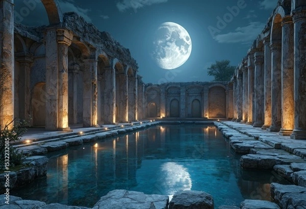 Obraz Night scenery of ancient architecture
