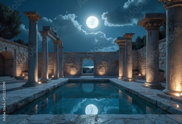 Obraz Night scenery of ancient architecture