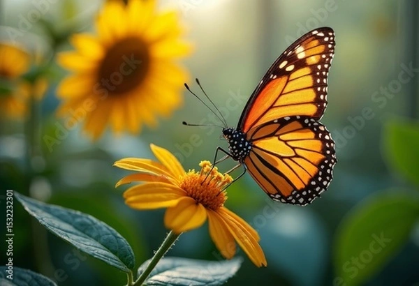 Obraz Close up image of flowers, plants, butterflies