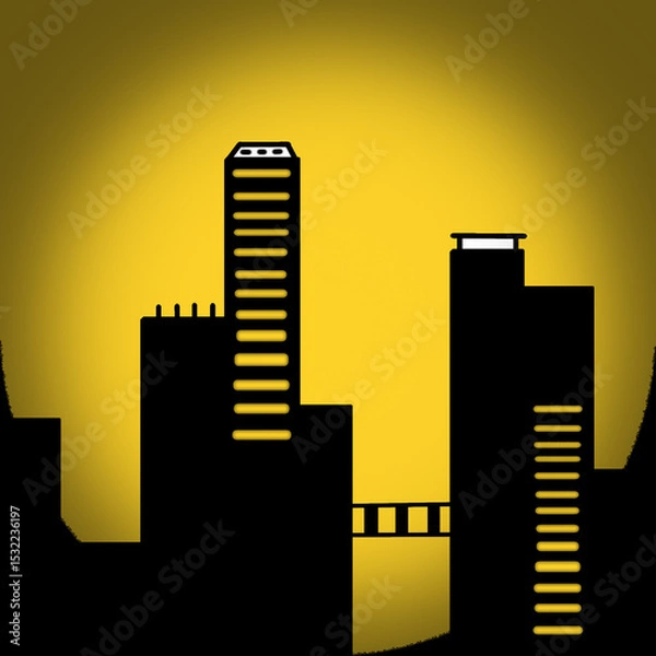 Obraz sunset over city illustration background