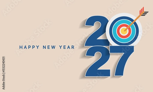 Fototapeta 2027 Happy New Year Background Design. Greeting Card, Banner, Poster. Vector Illustration.