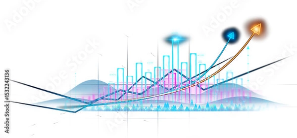 Obraz Trade business analytics graph and financial chart.	
Transparent or png stock market investment trading graph growth.