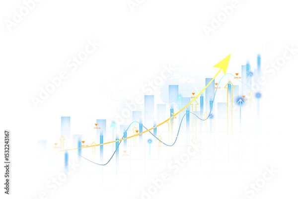 Obraz Trade business analytics graph and financial chart.	
Transparent or png stock market investment trading graph growth.