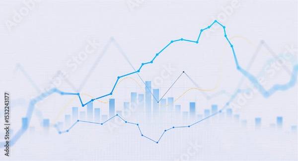 Obraz Transparent or png stock market investment trading graph growth.Trade business analytics graph and financial chart.