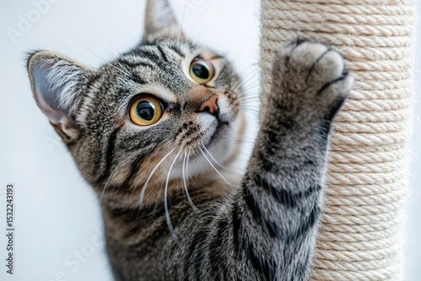 Fototapeta Cat Playing with Scratching Post