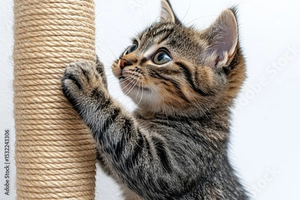 Fototapeta Kitten Playing with Scratching Post